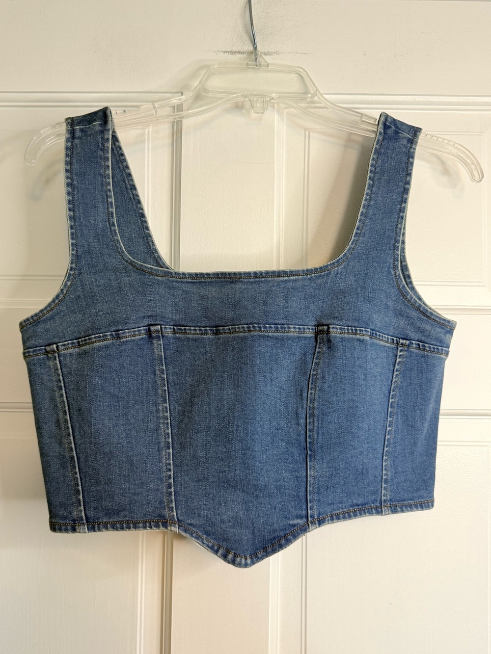 Olivaceous Square Neck Drop Denim Corset Top
